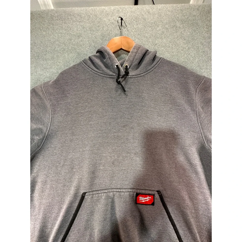 Milwaukee Tool Mens XL Gray Pullover Hoodie Fleece Lined Workwear Sweatshirt